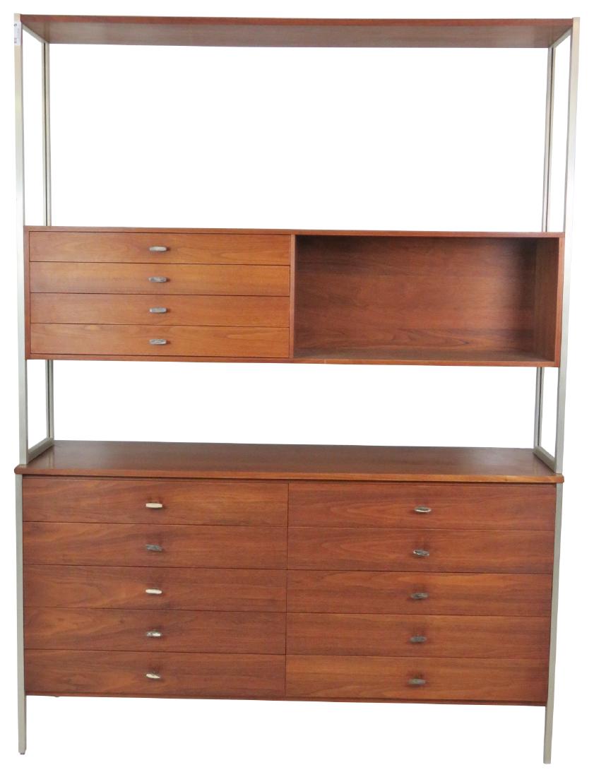 PAUL MCCOBB WALNUT & CHROME SIDEBOARD w/ ETAGERE TOP (1 of 7)