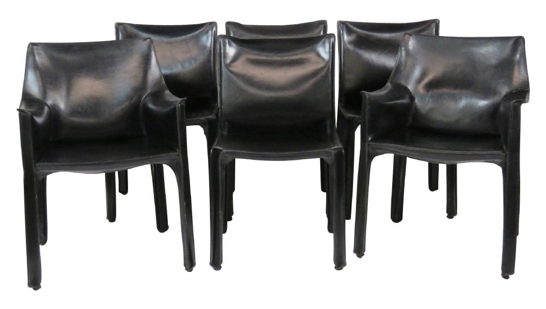 6 CASILLAS BLACK LEATHER DINING CHAIRS (1 of 6)