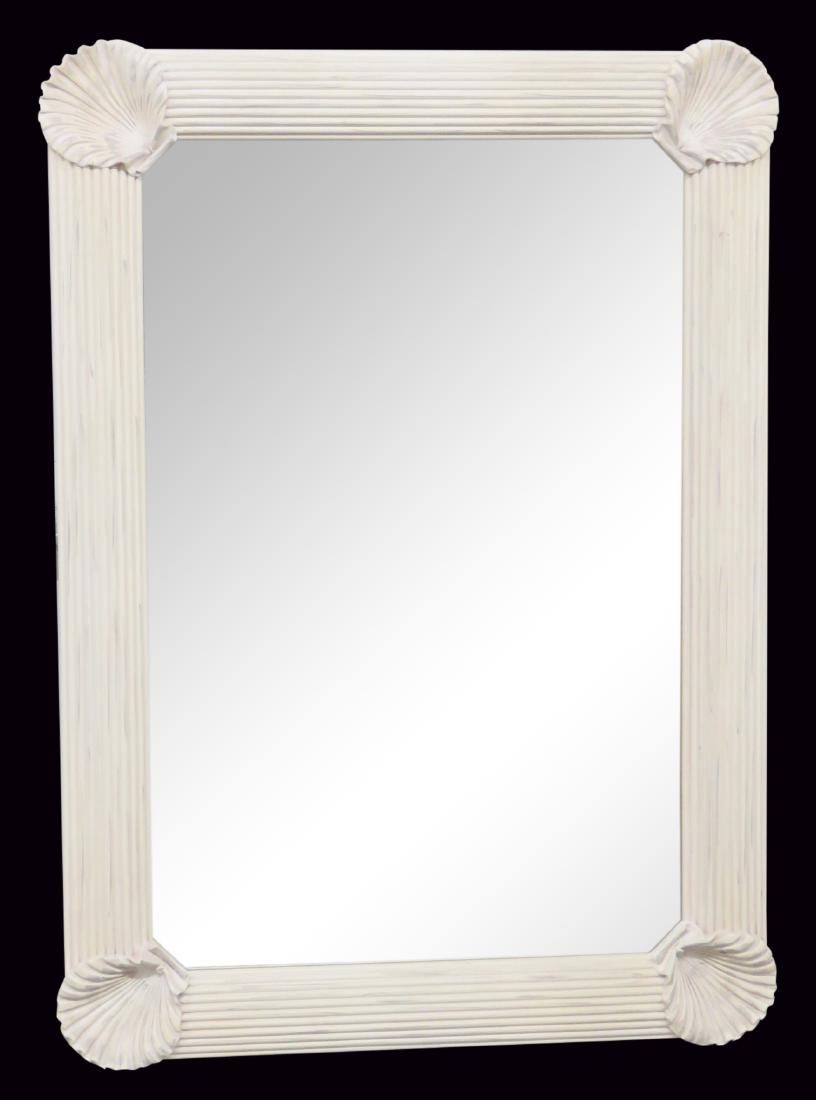 CREAM PAINTED HANGING MIRROR w/ SHELLS (1 of 3)