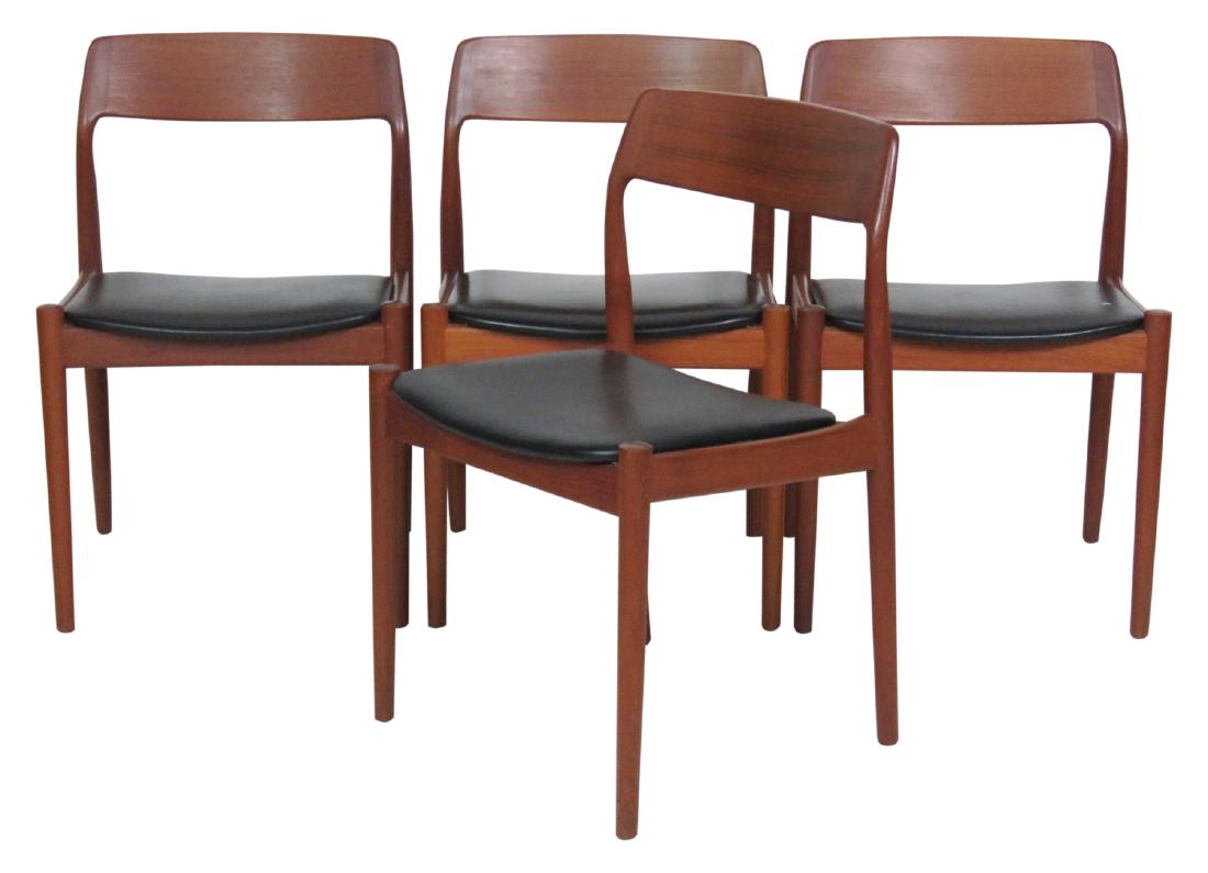4 DANISH MODERN TEAK SIDE CHAIRS (1 of 6)
