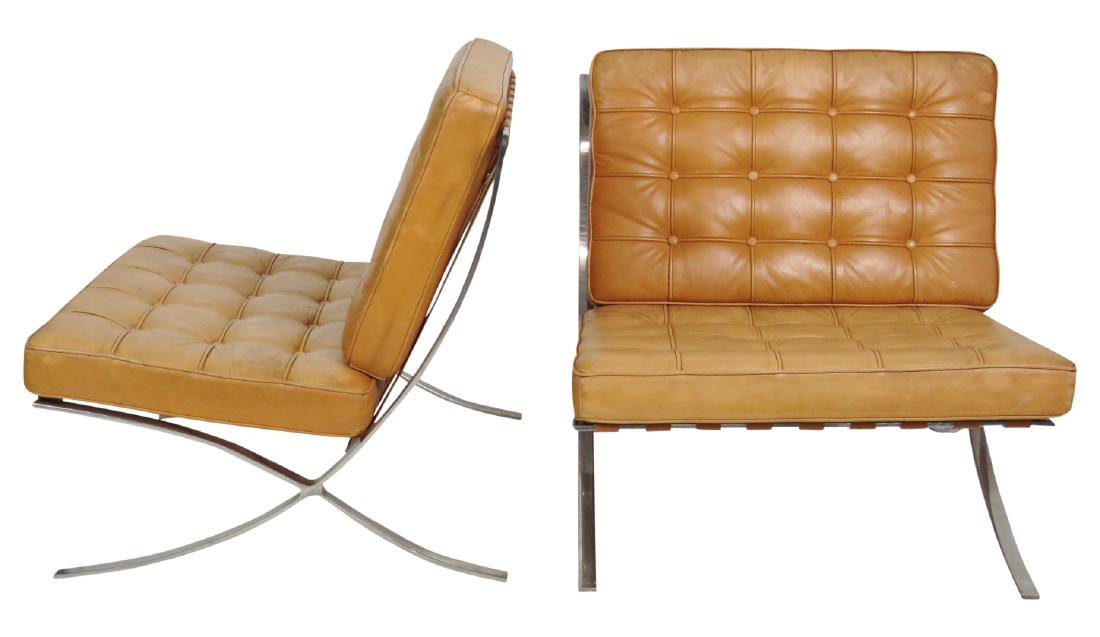 Pair MIES VAN DER ROHE STYLE BARCELONA LOUNGE CHAIRS (1 of 5)