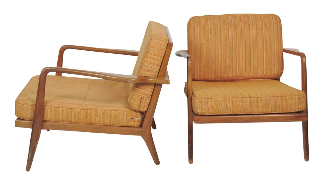 Pair ROBS JOHN GIBBINGS WALNUT LOUNGE CHAIRS (1 of 6)