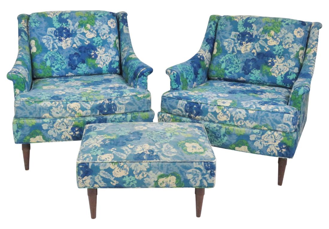 Pair SELIG MODERN DESIGN LOUNGE CHAIRS & OTTOMAN (1 of 5)