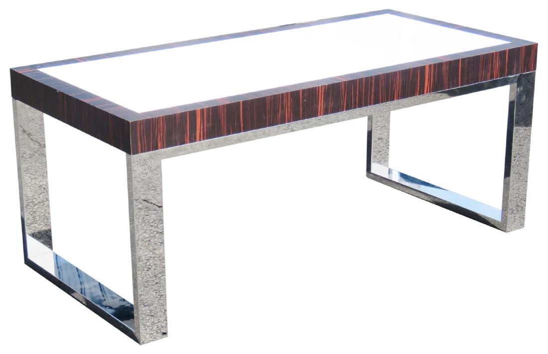 MILO BAUGHMAN STYLE CHROME & ROSEWOOD COFFEE TABLE (1 of 5)
