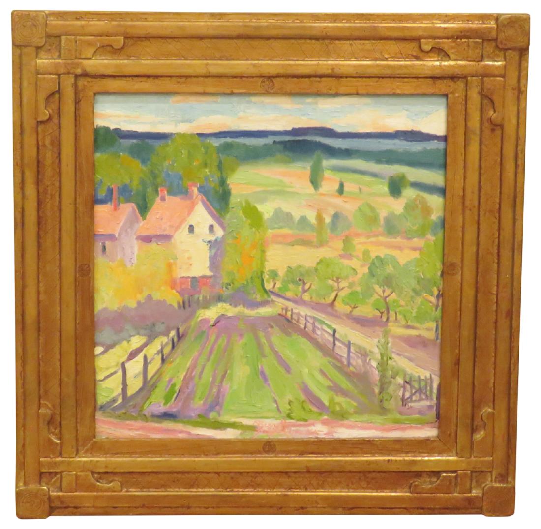 JOSEPH BARRETT OIL PAINTING "OLD FARM, RUSHLAND" (1 of 8)