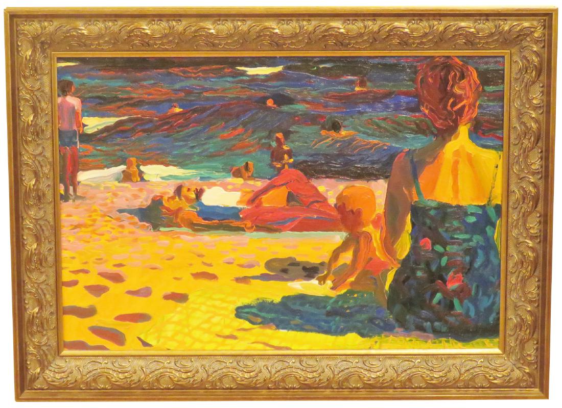 FRANK HYDER OIL PAINTING "WOMAN'S BACK at the BEACH" (1 of 6)
