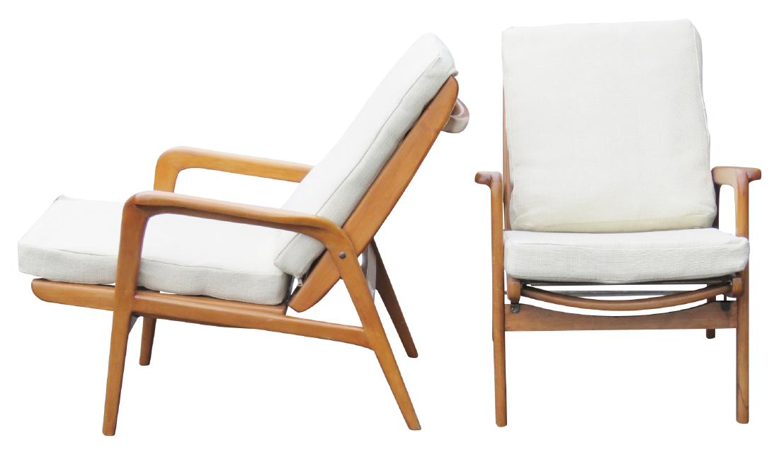 Pair DANISH MODERN ADJUSTABLE LOUNGE CHAIRS (1 of 5)