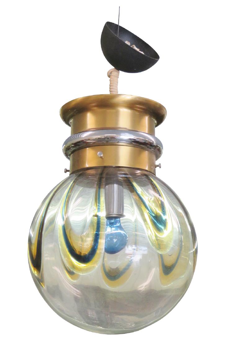 ITALIAN MODERN BRASS & GLASS GLOBE CHANDELIER (1 of 3)