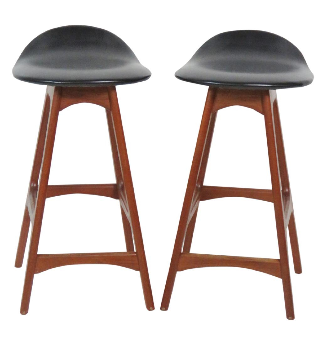Pair ERIK BUCH DANISH MODERN TEAK STOOLS (1 of 5)