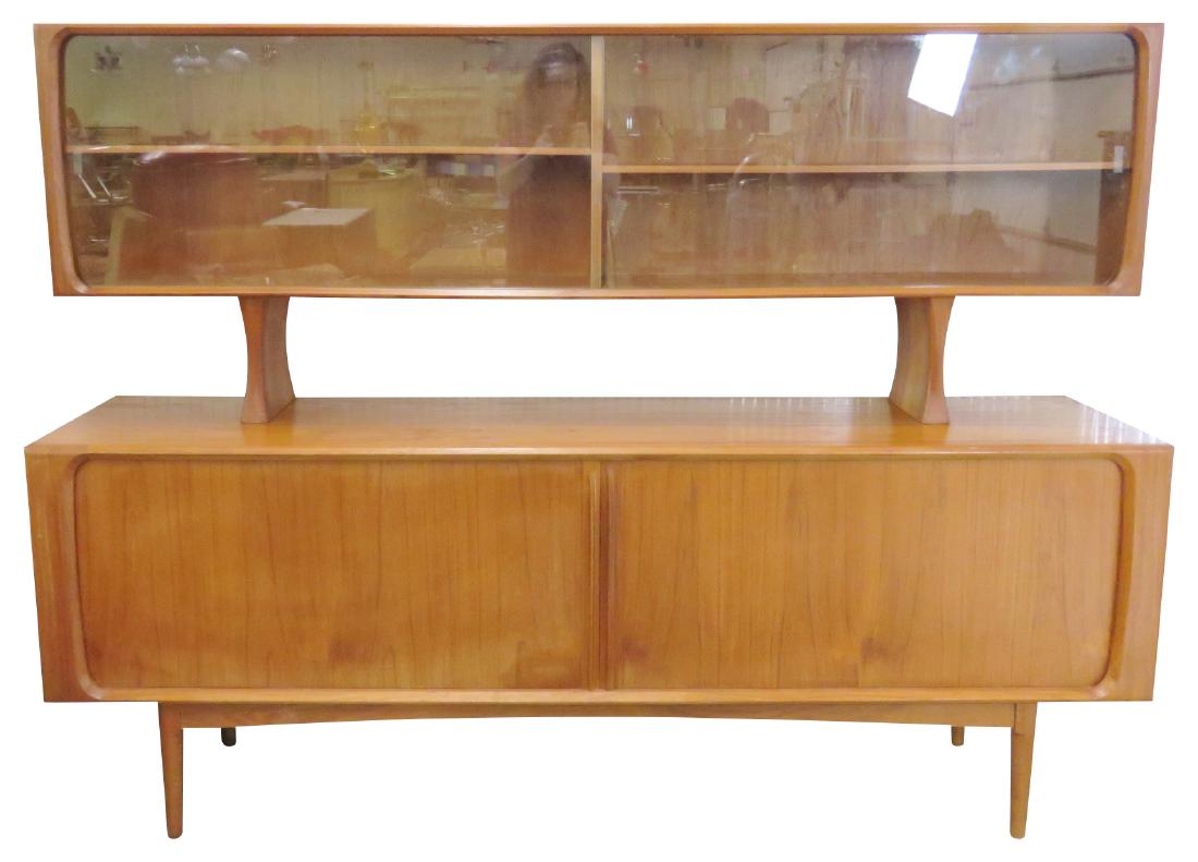 DANISH MODERN TEAK SIDEBOARD w/ HUTCH (1 of 5)