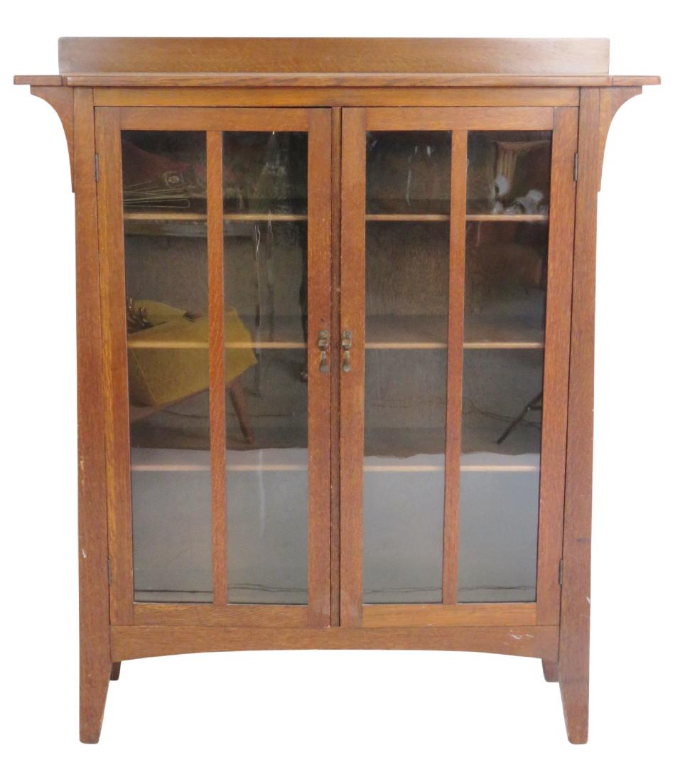 MISSION OAK STYLE 2 DOOR BOOKCASE (1 of 8)