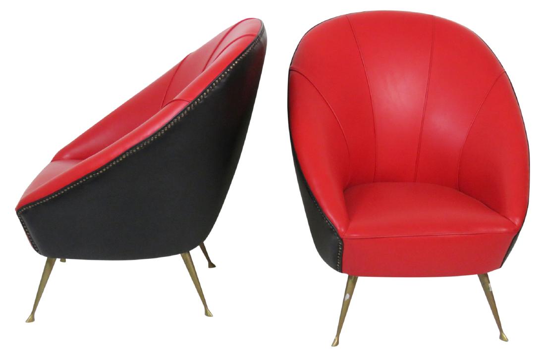 Pair ITALIAN MODERN METAL LEG LOUNGE CHAIRS (1 of 4)
