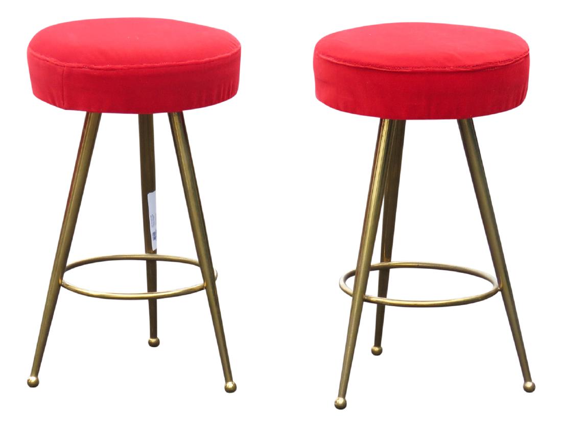 Pair ITALIAN MODERN UPHOLSTERED STOOL (1 of 3)