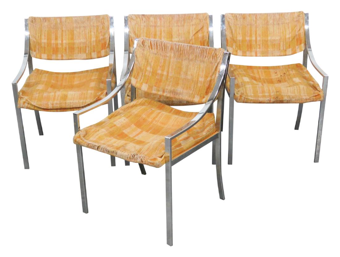 4 MODERN DESIGN CHROME UPHOLSTERED LOUNGE CHAIRS (1 of 4)
