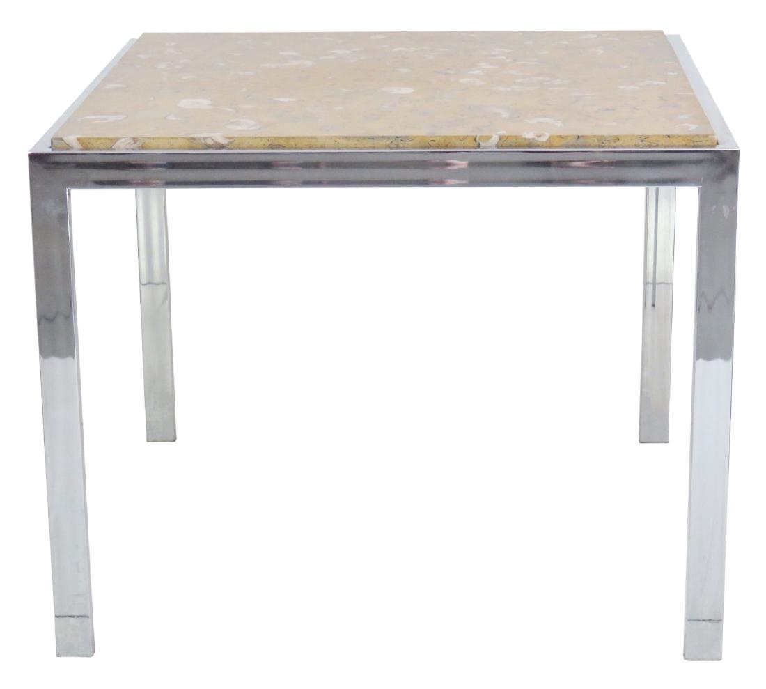 MILO BAUGHMAN STYLE CHROME MARBLETOP CENTER TABLE (1 of 4)