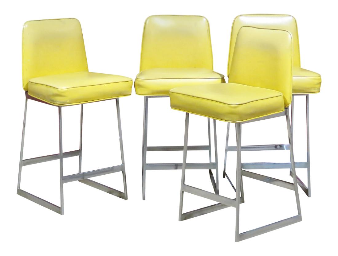 4 MILO BAUGHMAN STYLE CHROME BAR STOOLS (1 of 4)