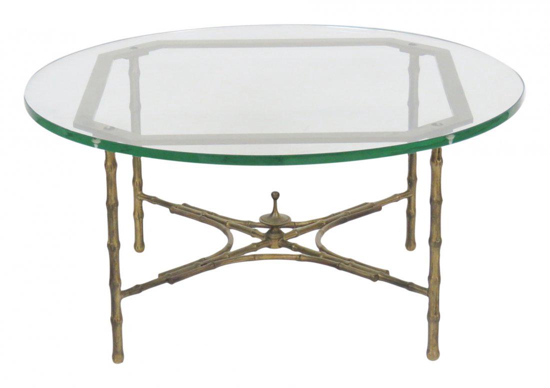 BRASS FAUX BAMBOO GLASS TOP COFFEE TABLE (1 of 4)