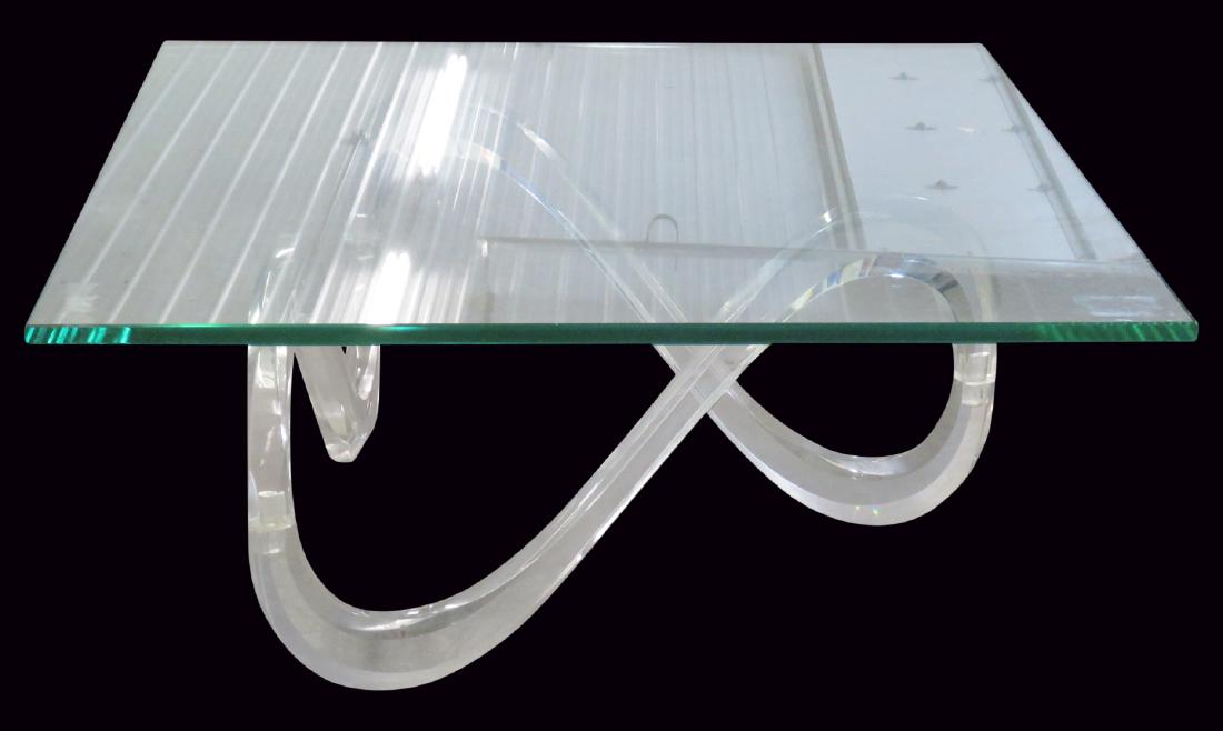 MODERN DESIGN LUCITE GLASSTOP COFFEE TABLE (1 of 4)