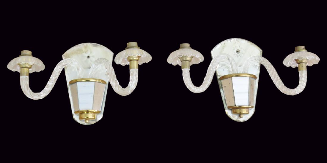 Pair ETCHED GLASS SCONCES (1 of 6)