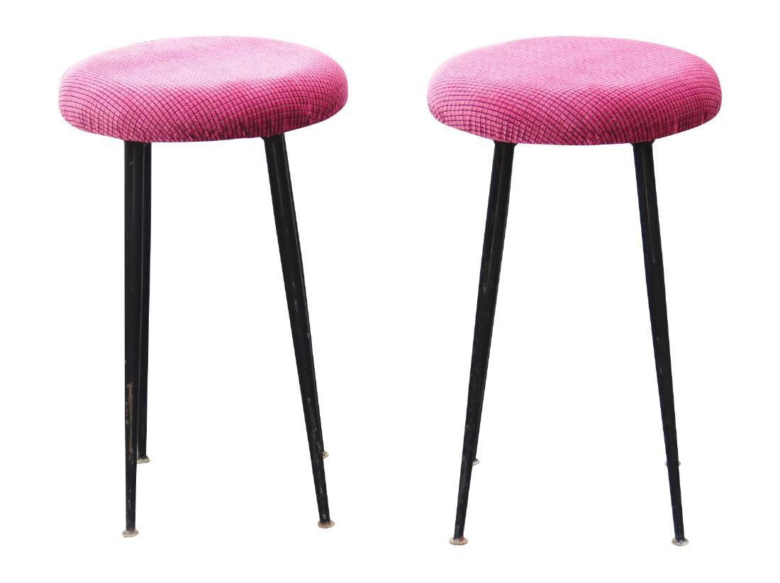 Pair ITALIAN MODERN METAL LEG STOOLS (1 of 4)