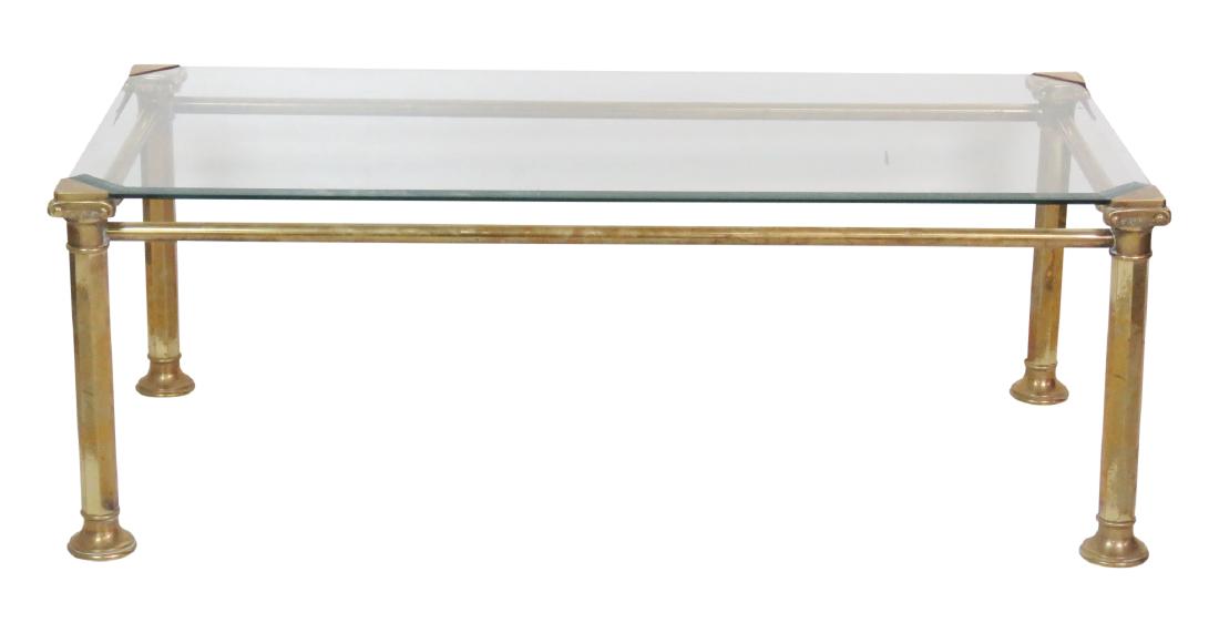 EMPIRE STYLE BRASS GLASSTOP COFFEE TABLE (1 of 6)