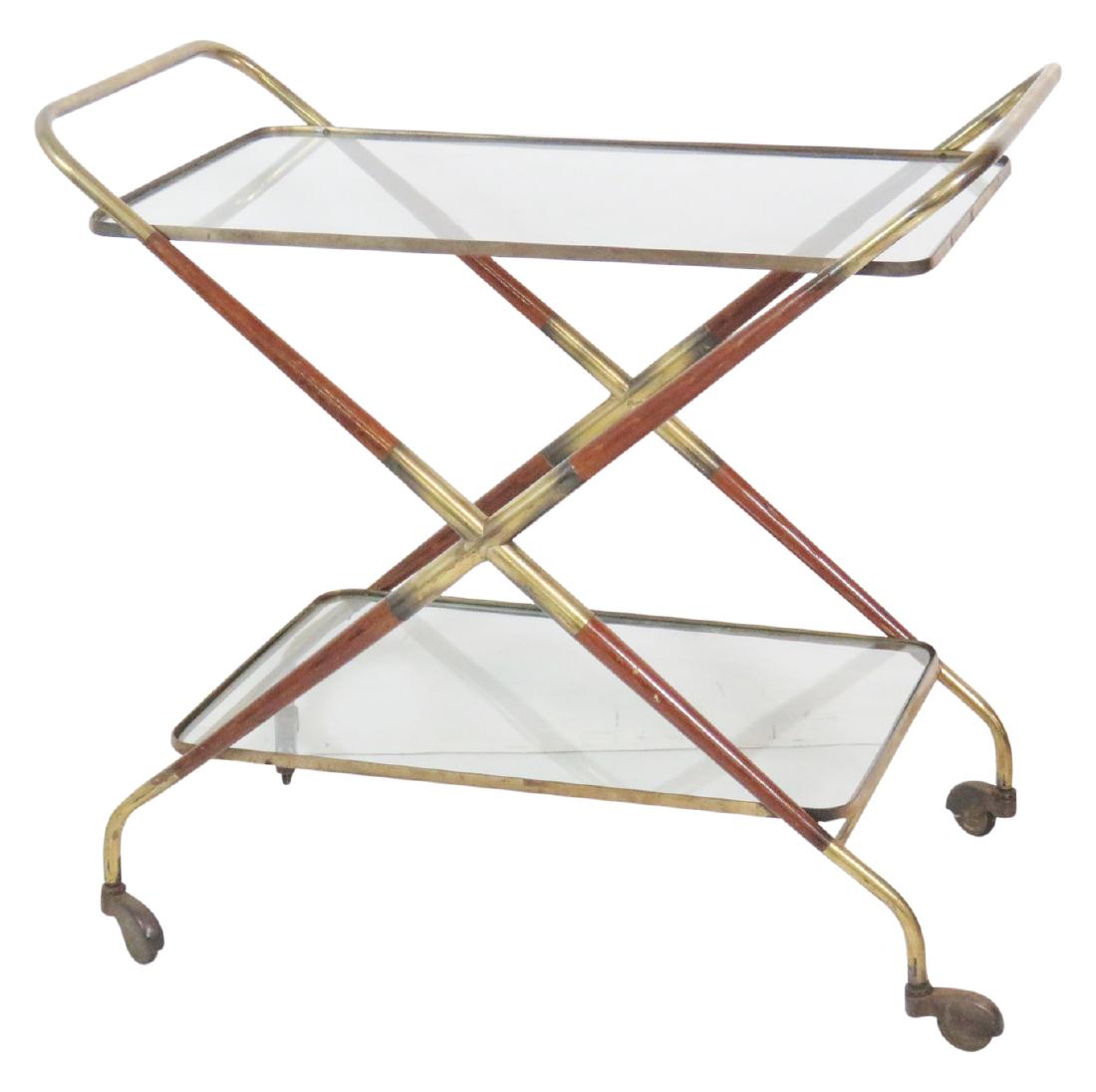 ITALIAN MODERN BRASS & GLASS TEA CART (1 of 3)