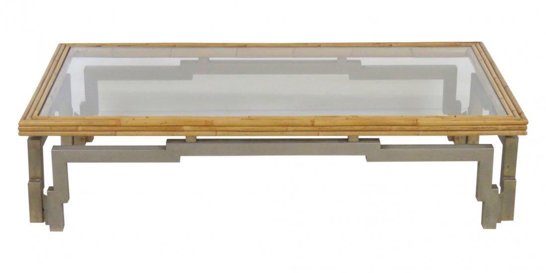 MODERN BAMBOO & METAL COFFEE TABLE (1 of 3)