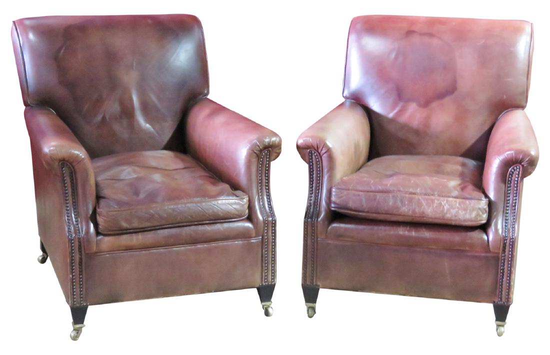 Pair LEATHER LOUNGE CHAIRS (1 of 5)