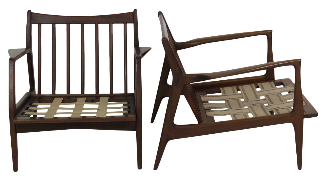 Pair FINN JUHL STYLE WALNUT LOUNGE CHAIRS (1 of 7)