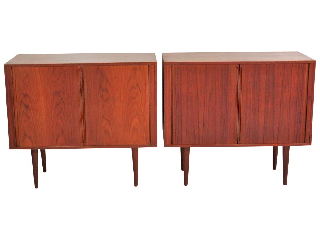 Pair ARNE VODDER STYLE TEAK TAMBOUR DOOR CABINETS (1 of 6)