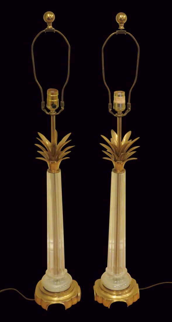 Pair MODERN DESIGN BRASS & GLASS TABLE LAMPS (1 of 5)