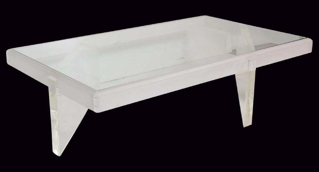 MODERN DESIGN LUCITE GLASSTOP COFFEE TABLE (1 of 3)