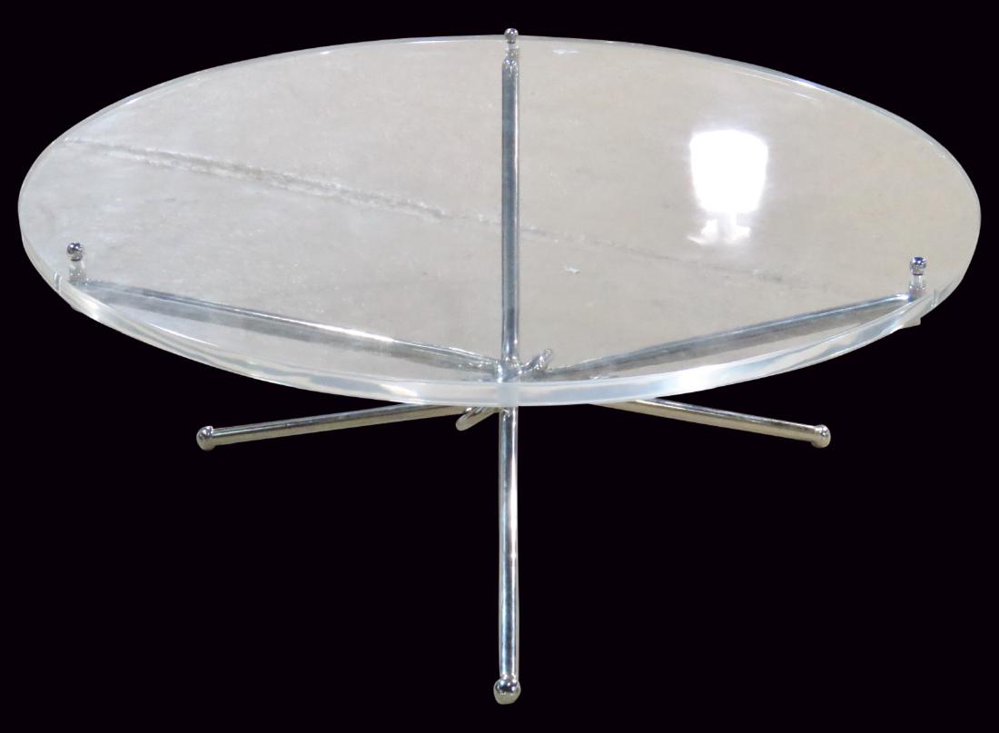 MODERN DESIGN CHROME & LUCITE COFFEE TABLE (1 of 3)