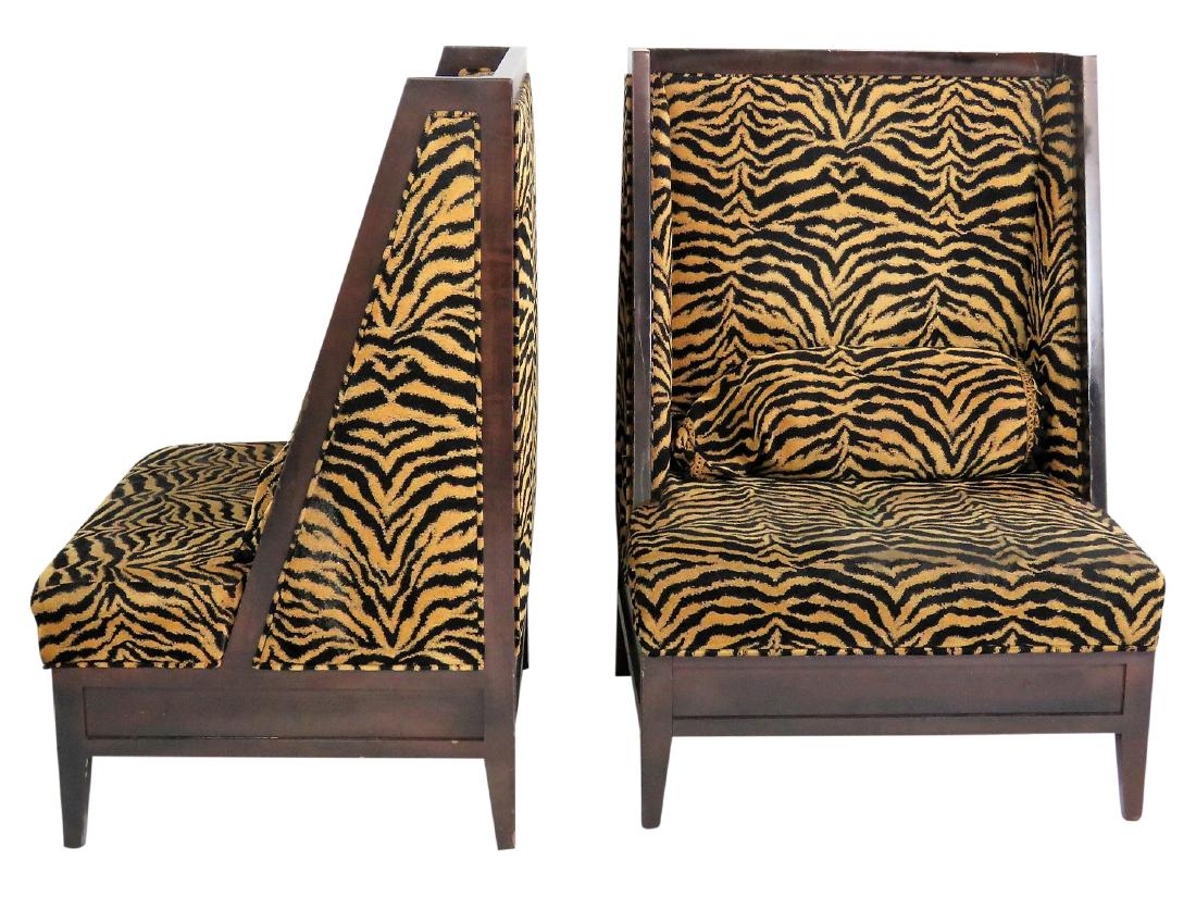 Pair DECO STYLE ZEBRA PRINT OVERSIZED LOUNGE CHAIRS (1 of 6)