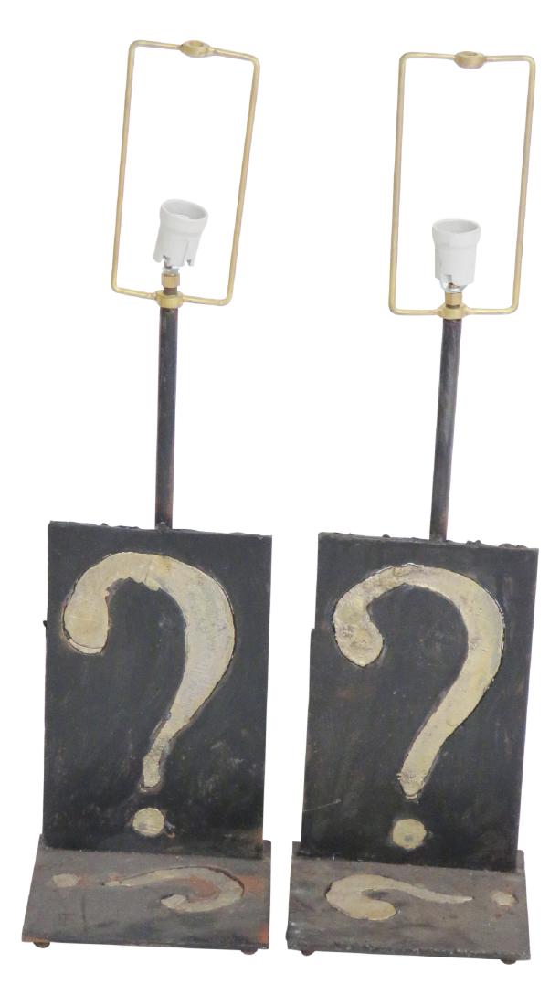 Pair WROUGHT IRON QUESTION MARK TABLE LAMPS (1 of 4)