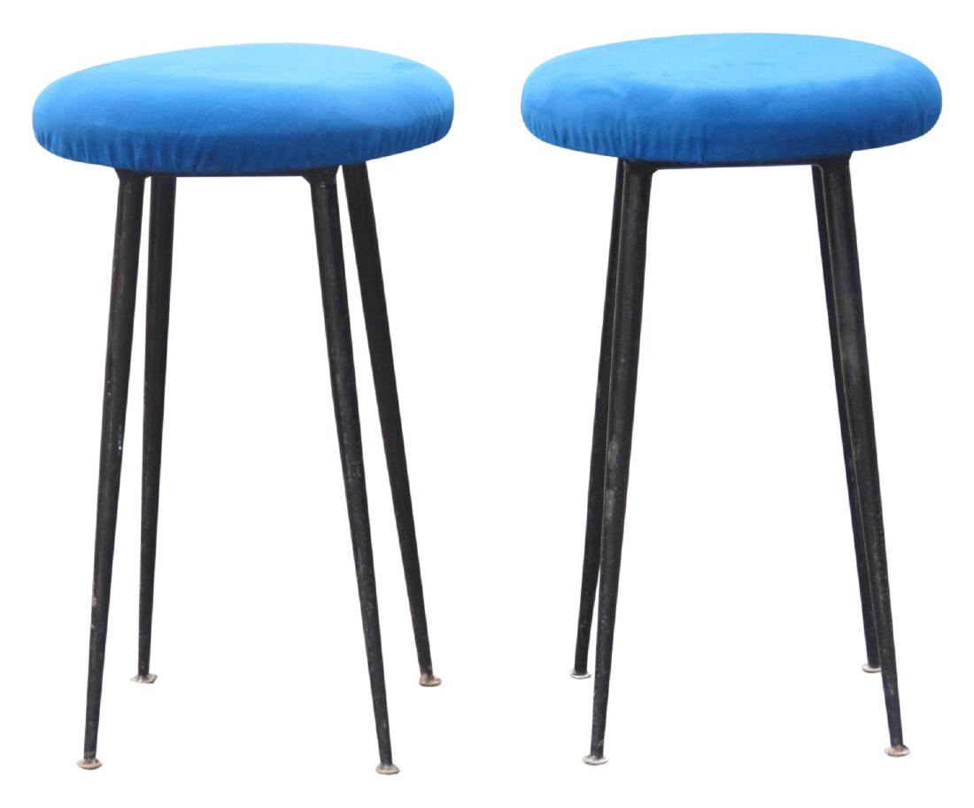Pair ITALIAN MODERN METAL LEG STOOLS (1 of 4)