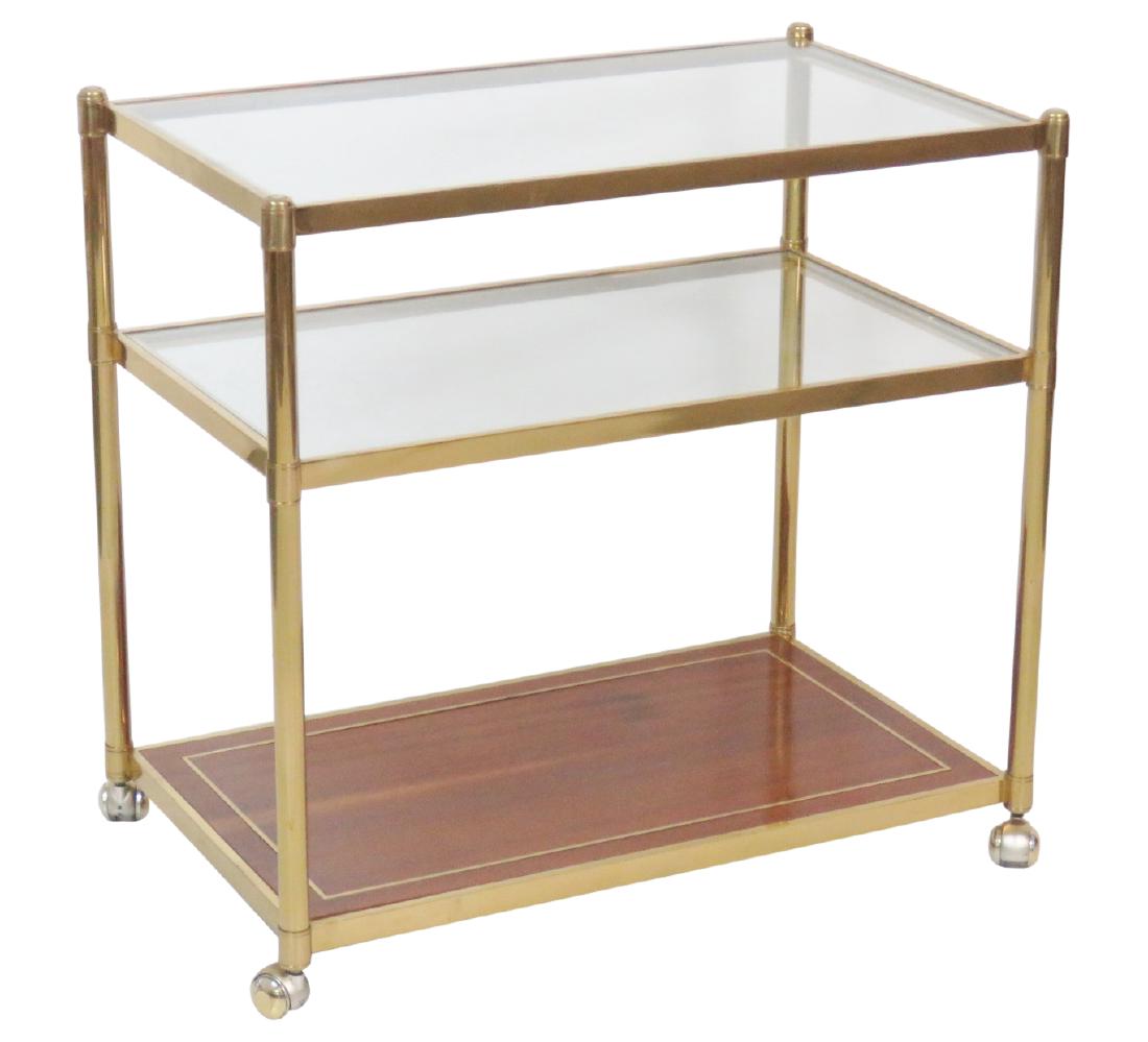 ITALIAN MODERN BRASS & GLASS TEA CART (1 of 4)