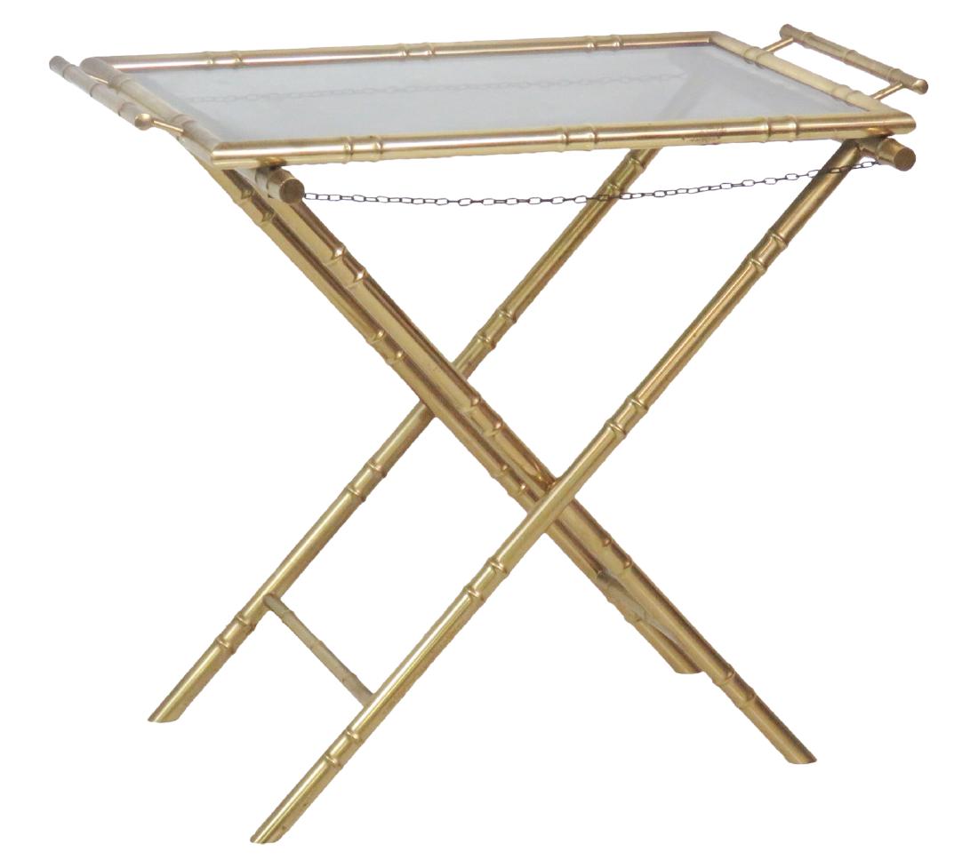 FAUX BAMBOO BRASS TRAY TOP TABLE (1 of 4)