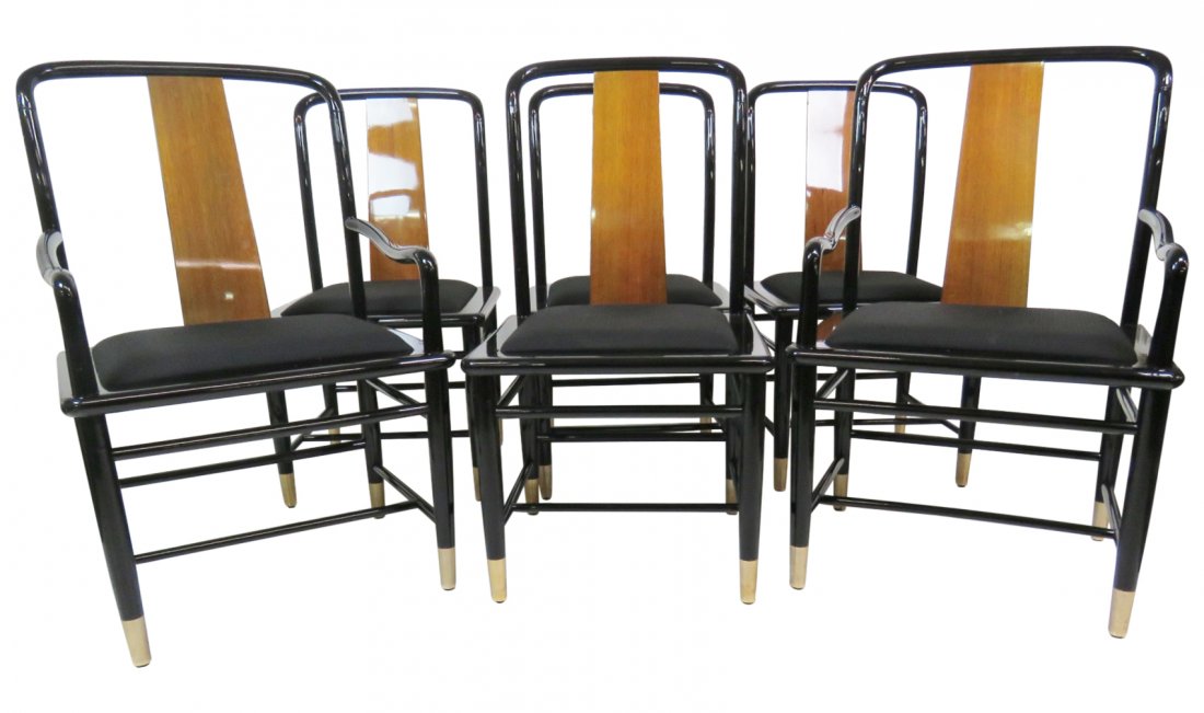 6 ASIAN STYLE EBONIZED DINING CHAIRS (1 of 6)