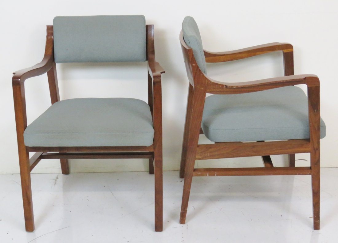 Pair DUNBAR MODERN DESIGN WALNUT LOUNGE CHAIRS (1 of 9)