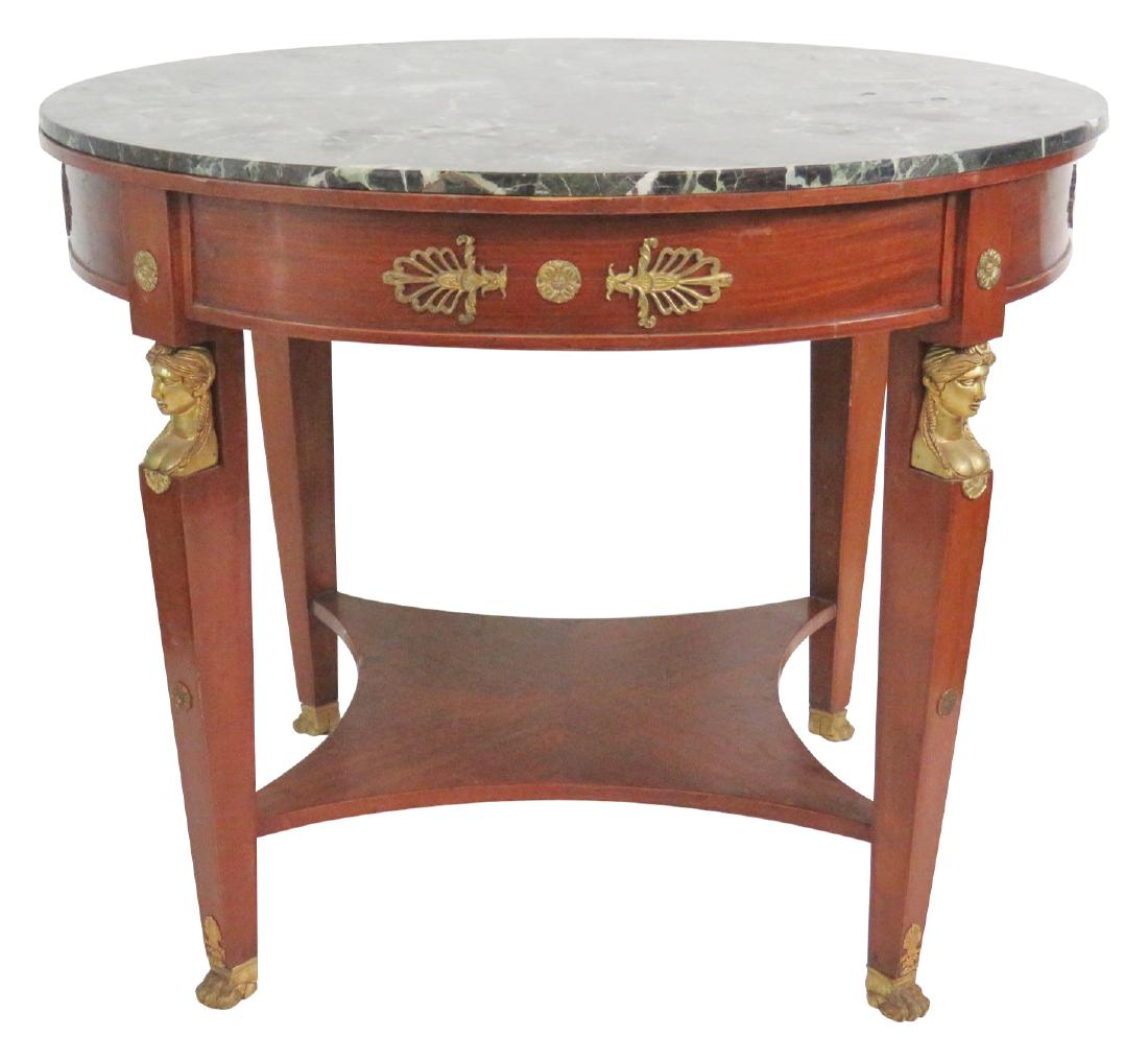REGENCY STYLE MAHOGANY MARBLETOP CENTER TABLE (1 of 6)