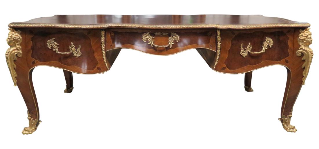 19th c. LEATHERTOP FIGURAL MOUNTED INLAID DESK (1 of 8)