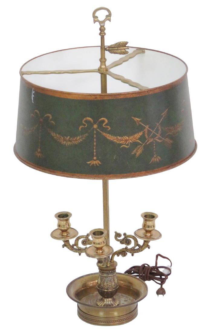 FRENCH STYLE BRASS TOLE SHADE LAMP (1 of 5)