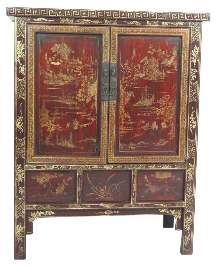 CHINOISERIE PAINT DECORATED TWO DOOR CABINET (1 of 10)