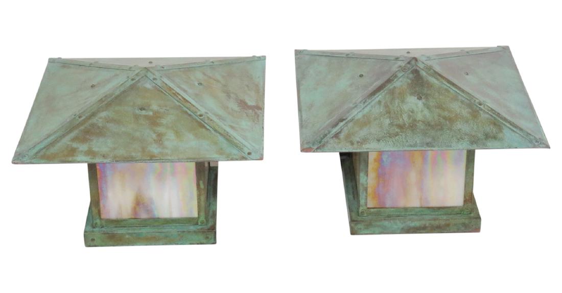 Pair ASIAN STYLE DISTRESSED PAINTED TABLE LAMPS (1 of 4)