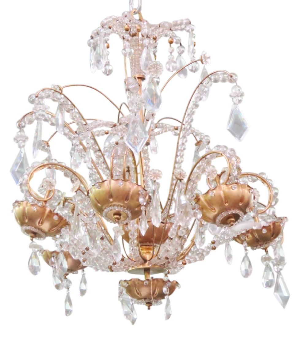 BRASS & CRYSTAL CHANDELIER attr. BAGUES (1 of 3)