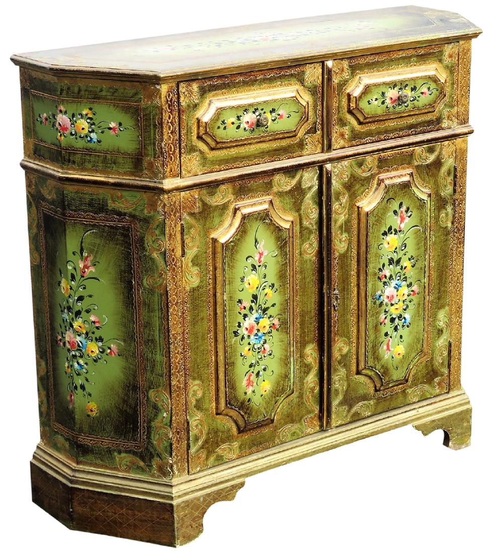 VENETIAN PAINT DECORATED 2 DOOR CABINET (1 of 7)