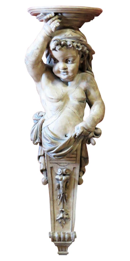 CUSTOM DECORATIVE HANGING WALL SHELF w/ CHERUB (1 of 5)