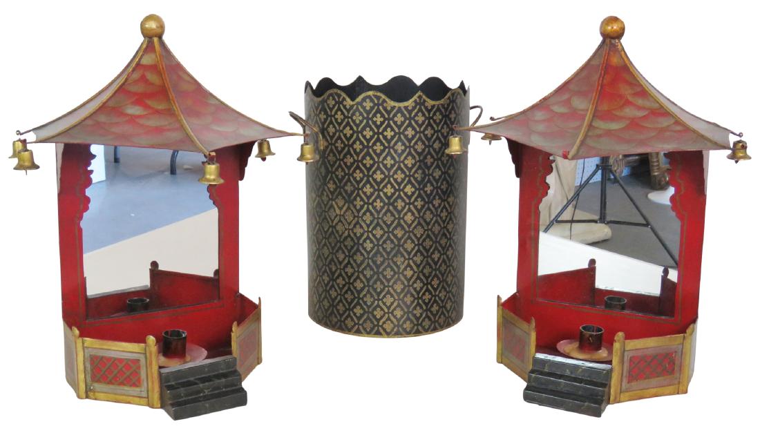 3 ASIAN STYLE TOLE PAINTED DECOR (1 of 3)