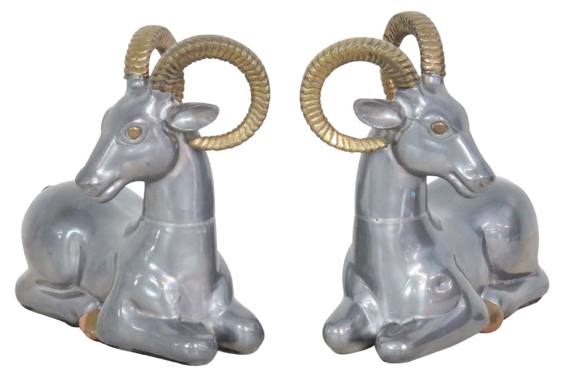 Pair DECORATIVE METAL RAM BOOKENDS (1 of 5)